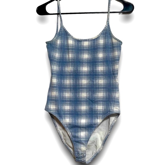 Miss Juli Vintage Women Sz.M Pastel Blue/White Easter Plaid Cottagecore Bodysuit - Picture 1 of 7